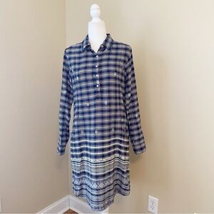 Roberta Roller Rabbit Plaid Long Sleeve Cotton Dress - Medium